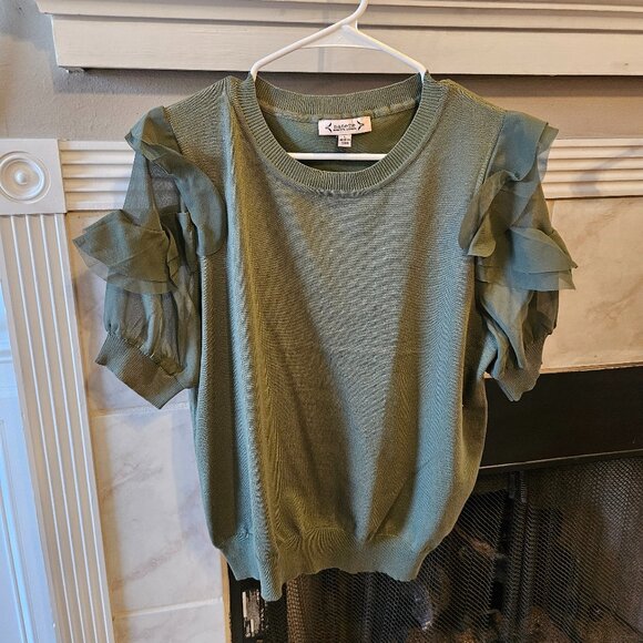 NWOT Women's Nanette Lepore Chiffon Sleeve Sweater Top - Picture 1 of 1